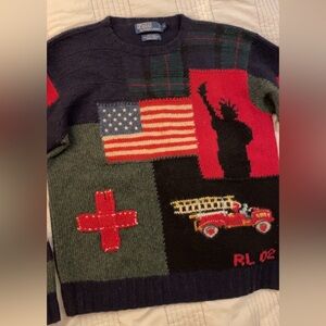 Polo by Ralph Lauren Men's Navy and Green Sweater